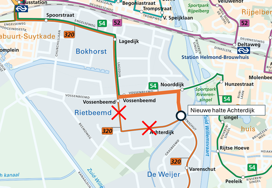 Nieuwe route buslijn 320 in Helmond